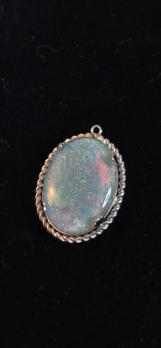Sterling silver opal Necklace Large