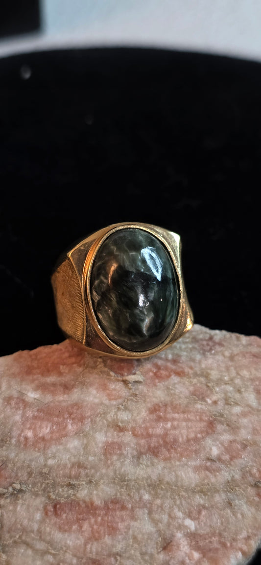 Russian seraphinite 10k Gold Filled Ring