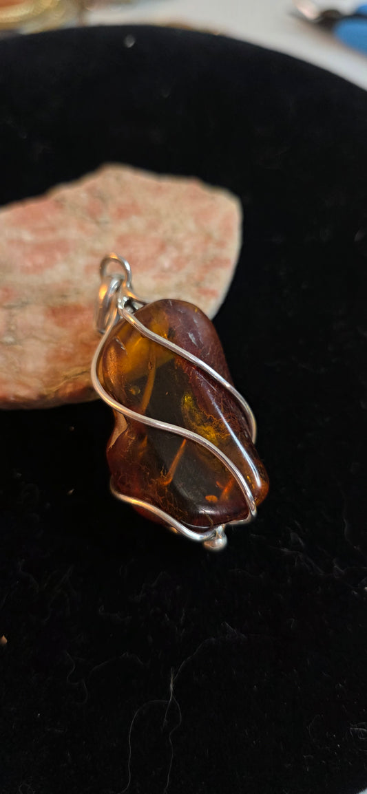 VIntage Sterling silver Amber Necklace