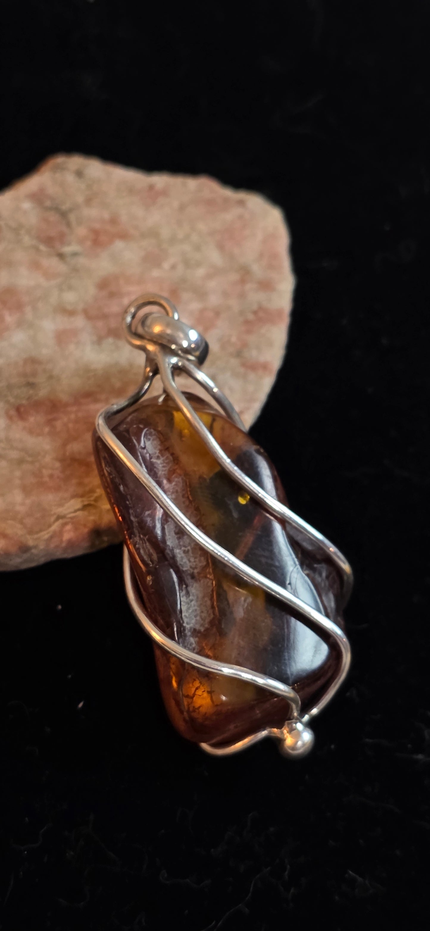 VIntage Sterling silver Amber Necklace