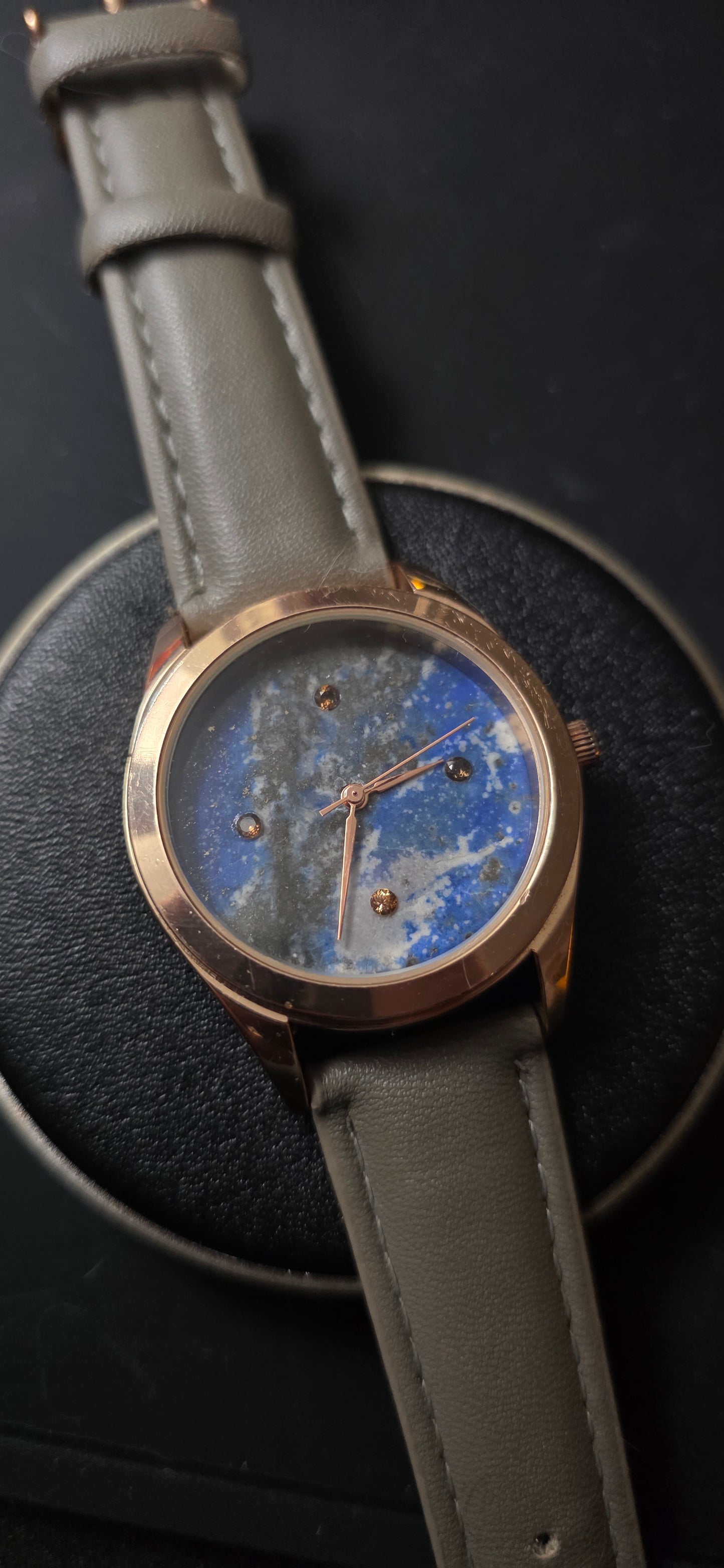 SOLD Lapis and orange sapphire watch