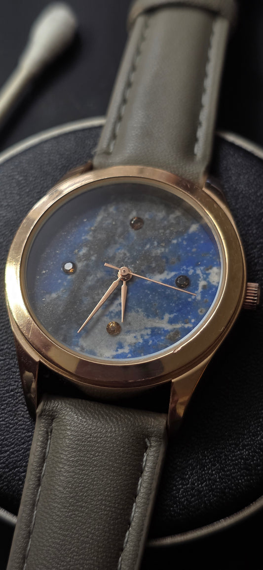 SOLD Lapis and orange sapphire watch