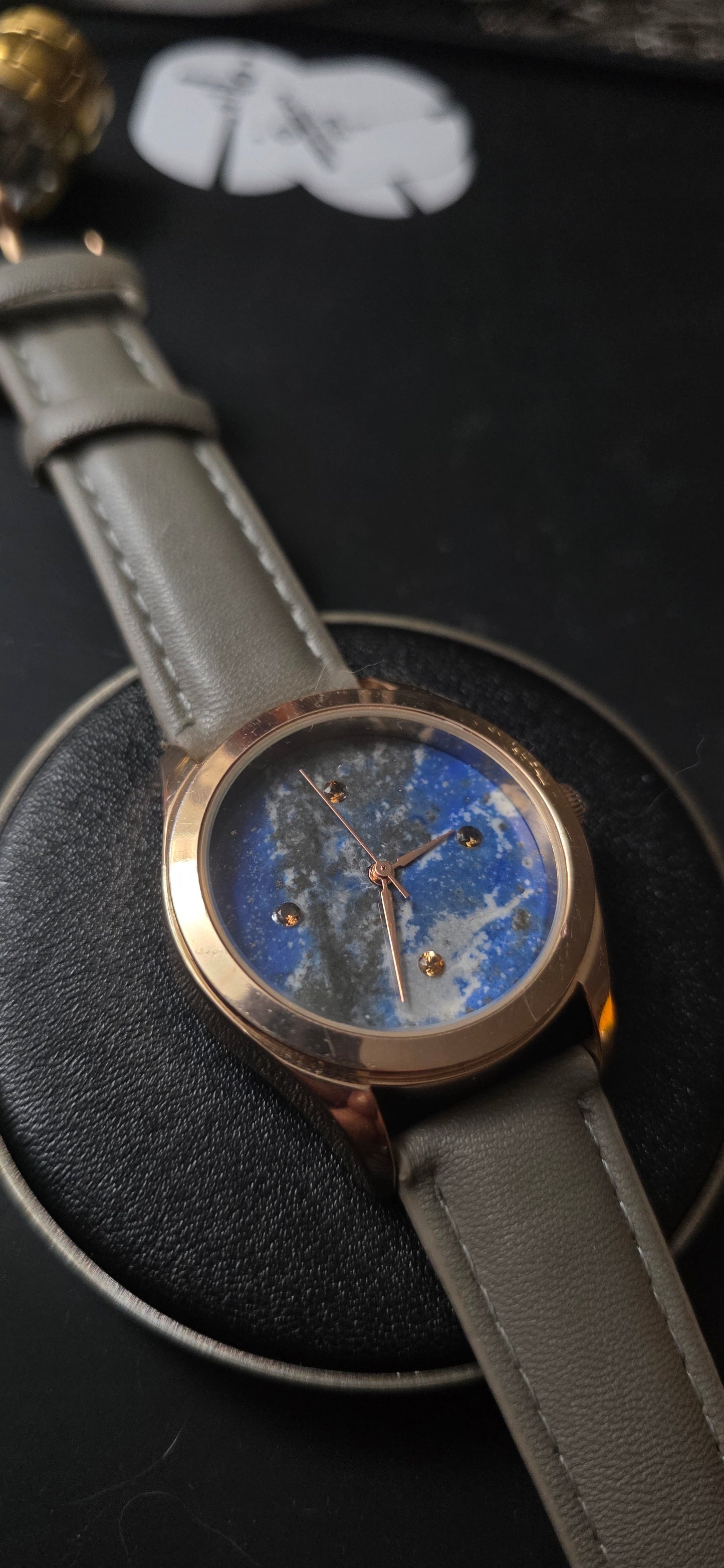 SOLD Lapis and orange sapphire watch