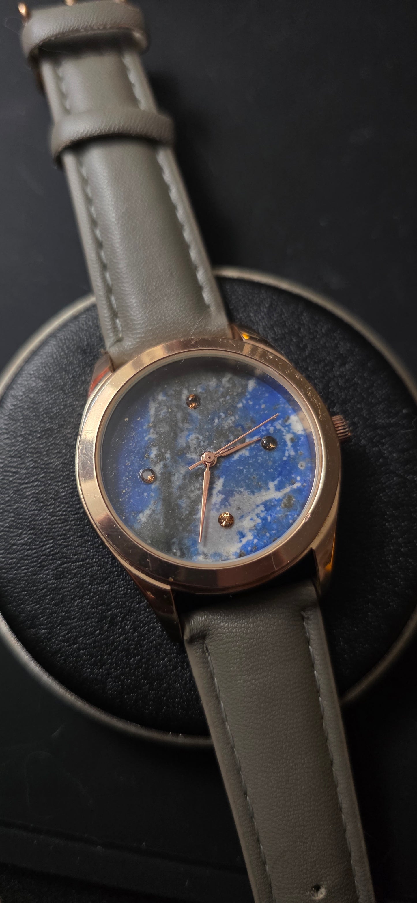 SOLD Lapis and orange sapphire watch