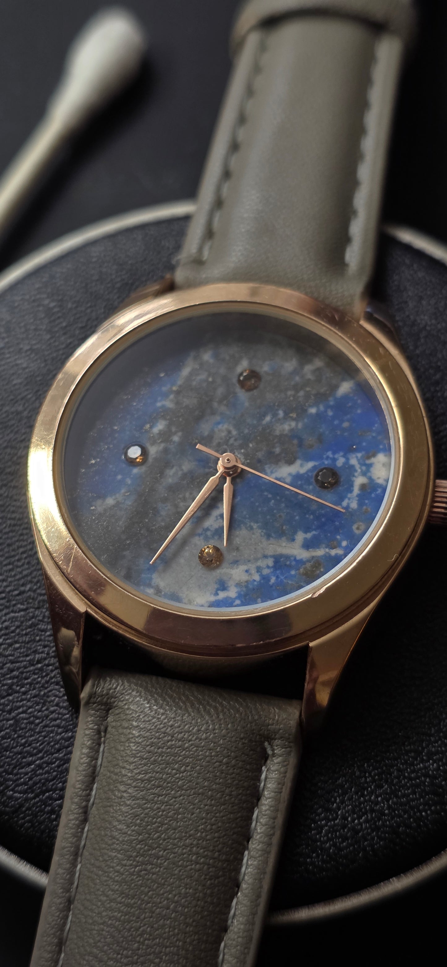 SOLD Lapis and orange sapphire watch